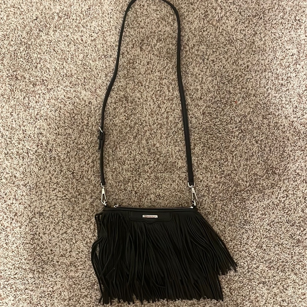 Rebecca Minkoff black fringe purse